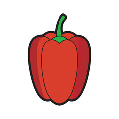 Colorful Capsicum With Simple Vector Outline
