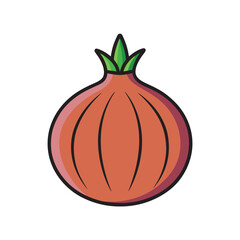 Onion Bulb With Organic Vector Outline