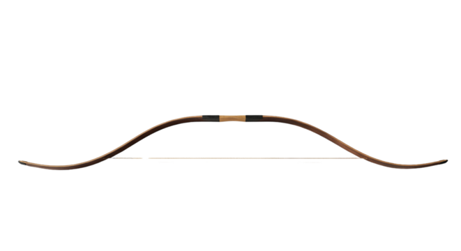 An elegant recurve bow crafted for precise archery or historical reenactments showcased on transparent background