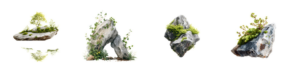 Natural rock formations with lush moss and vegetation