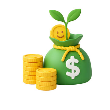 Money Bag Investment Financial Grwoth, Transparent Background