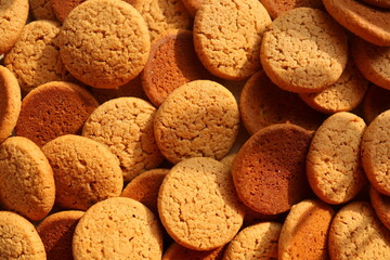 crunchy oatmeal cookies - close-up Food Texture Background