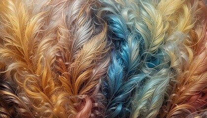 Abstract Rooster Feather Background with Iridescent Metallic Colors and Natural Texture