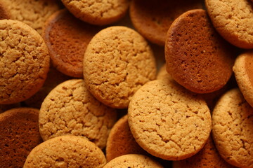 chocolate chip cookies - crunchy oatmeal cookies - close-up Food Texture Background