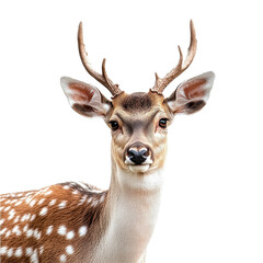 Obraz premium Elegant deer with antlers isolated on a Transparent background showcasing natural beauty and grace, roe deer isolated on PNG background