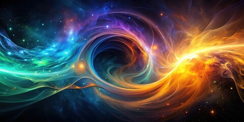 Celestial Dance A Symphony of Cosmic Nebulae and Swirling Energy Streams in a Vast, Dark Expanse