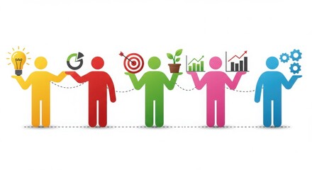 Fototapeta premium Colorful business team icons sharing creative ideas and technology for successful teamwork 