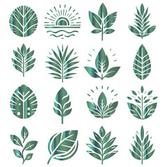 Artistic and beautiful, well editable design set of watercolor summer leaf illustrations