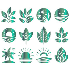 High quality editable set of monstera and palm leaves for summer patterns