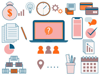 Set of various colorful business charts and graphs in modern flat design on a white background. Public School Education Flat Line Liquid Style Vector Icon Set.