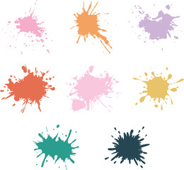 Colorful Paint Splatter Set - Vector Ink and Paint Splat Elements for Grunge, Art, and Design Projects