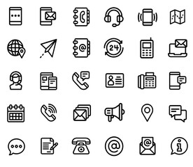 Contact and Communication Vector Icons Set