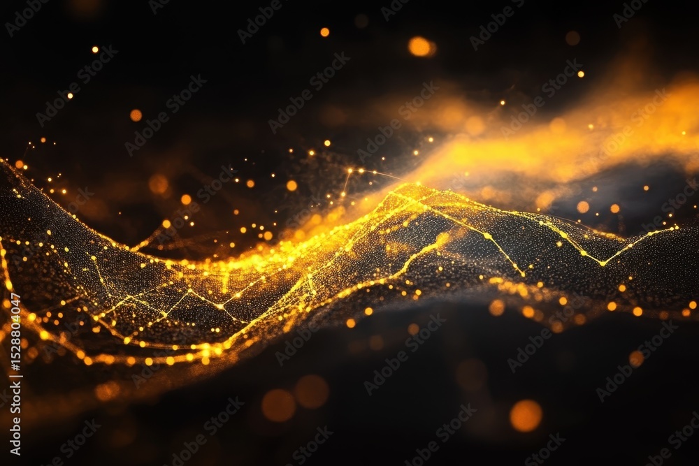 Aufkleber abstract digital data visualization showcases flowing patterns and vibrant energy in stunning golden
