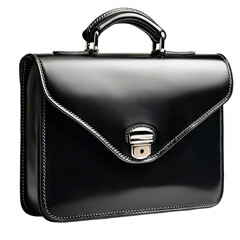 Elegant black leather briefcase with silver hardware, a statement of style