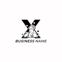 design logo creative letter X and dog animal