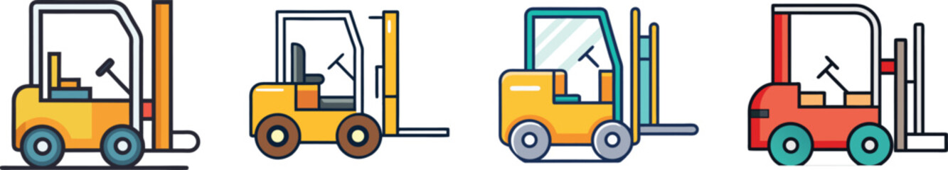 Forklift Flat Illustration Warehouse Equipment, Material Handling & Logistics Vehicle