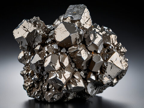 Photorealistic Macro of Raw Nickel Ore on White Background – Shiny Metallic Texture, Jagged Edges, and Geological Detail