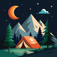 Camping Under the Stars A Nighttime Adventure in the Mountains