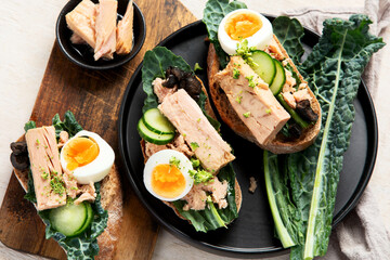 Homemade tuna sandwiches.