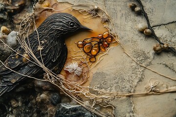 a intricate mixed media art