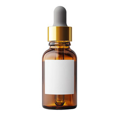 Stylish amber glass dropper bottle mockup with blank label ready for branding