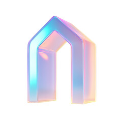 Iridescent Home Icon: A Modern Symbol of Shelter with Reflective Colors