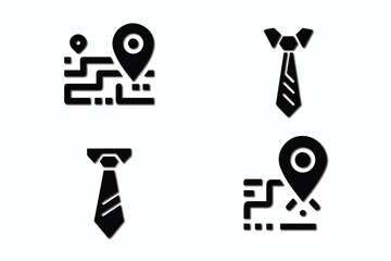 Four Simple Icons: Business, Location, and Navigation. This image showcases four black and white, simple icons.