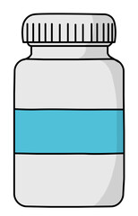 White plastic jar with light blue label