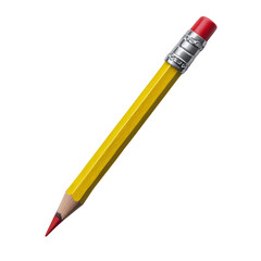 Sharp yellow graphite tool with a red point and rubber eraser top view