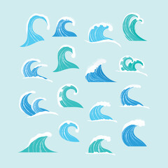 Ocean Sea Waves Hand Drawn Illustration Collection