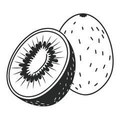 Cartoon Halved Kiwi Fruit Illustration for Healthy Food Design