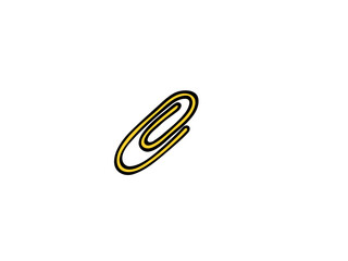 Simple yellow paperclip icon on black background