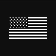 White American Flag Icon on Black Background