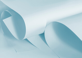 Sheets of paper in a cold blue tone. Background for creative design works.