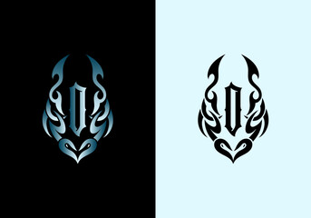 Mystical O Letter Logo Design Tribal Tattoo Concept