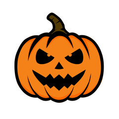 illustration of scary laughing halloween pumpkin on white background