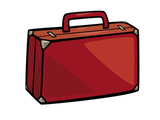 Red vintage suitcase illustration cartoon