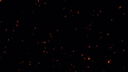 Floating fire flame sparks particles on transparent background video, alpha channel - Powered by Adobe