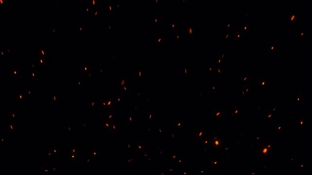 Floating fire flame sparks particles on transparent background video, alpha channel
