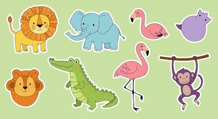 Cute Jungle Animals Illustration Set