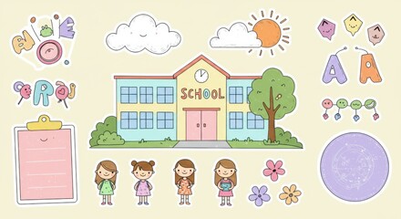 Cute School Illustration - Back to School