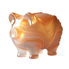 Abstract golden piggy bank on a white background, financial concept