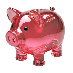 Translucent magenta piggy bank, conceptualizing financial transparency and growth