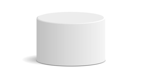 Cylinder white podium stage vector for product display, spotlight presentations, or award ceremonies. Ideal for minimalist exhibitions, virtual events, and elegant showcases.