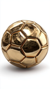 gold soccer ball 3d style white background