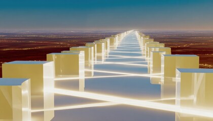 Abstract pathway of cubes