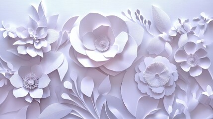White paper flowers, detailed design