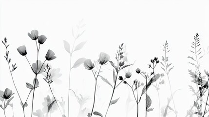 Botanical minimalist monochrome silhouette wallpaper