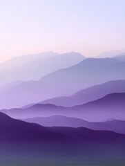 Fototapeta premium Soft Lavender Mist Over Distant Layered Mountain Range Landscape