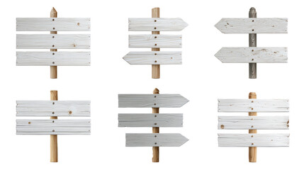 signposts with arrows pointing in different directions isolated, transparent background